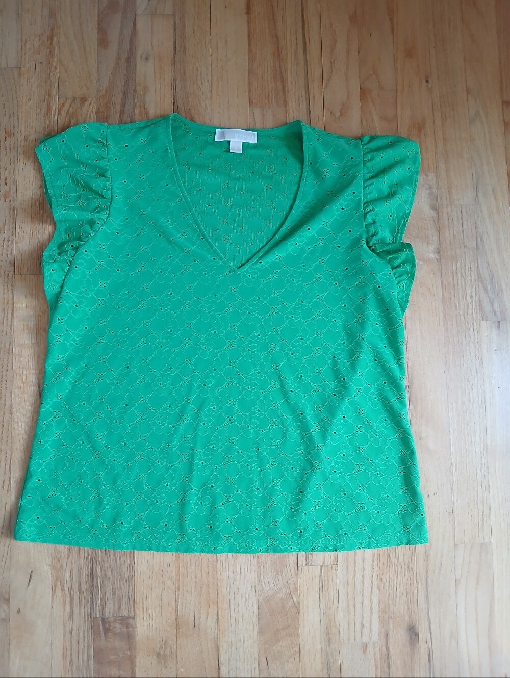 Green Eyelet Top